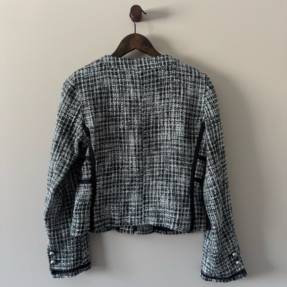 EXPRESS METALLIC PLAID TWEED JACKET WITH BRAIDED DETAIL SIZE MEDIUM - Picture 3 of 9